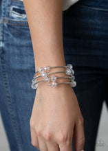Load image into Gallery viewer, Dreamy Demure- White and Silver Bracelet- Paparazzi Accessories
