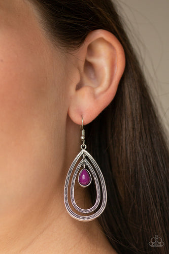 Drops Of Color- Purple and Silver Earrings- Paparazzi Accessories