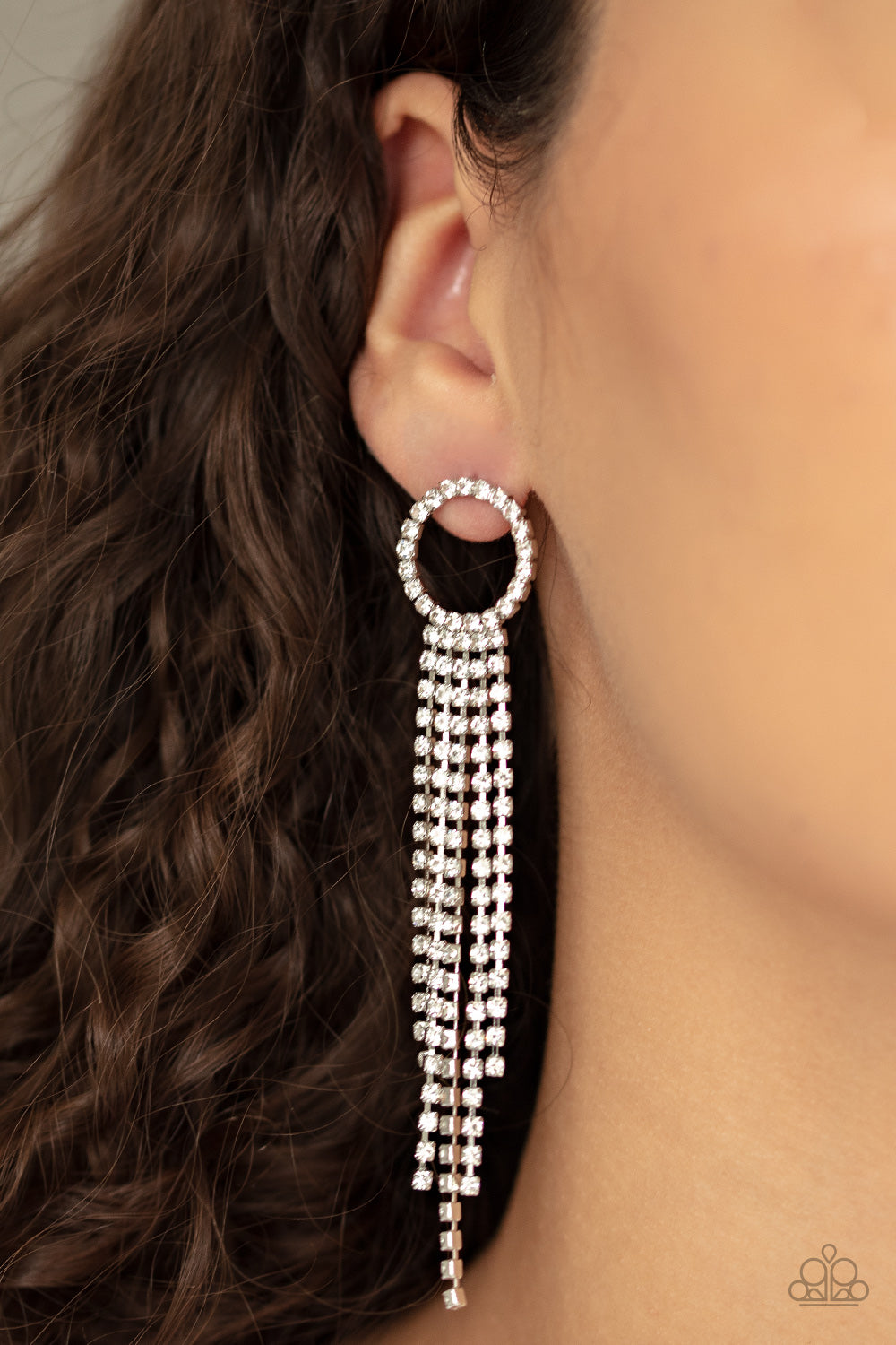 Endless Sheen- White and Silver Earrings- Paparazzi Accessories