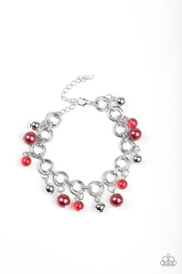 Fancy Fascination- Red and Silver Bracelet- Paparazzi Accessories