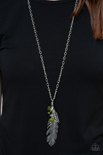 Feather Flair- Green and Silver Necklace- Paparazzi Accessories