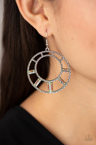 Fleek Fortress- Multicolored Silver Earrings- Paparazzi Accessories