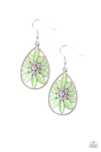Load image into Gallery viewer, Floral Morals- Green and Silver Earrings- Paparazzi Accessories