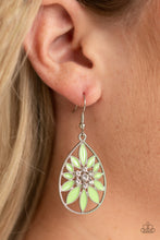 Load image into Gallery viewer, Floral Morals- Green and Silver Earrings- Paparazzi Accessories