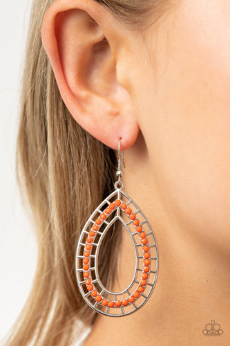 Fruity Fiesta- Orange and Silver Earrings- Paparazzi Accessories