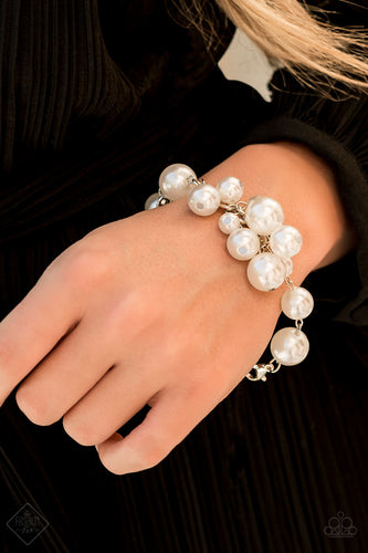 Girls In Pearls- White and Silver Bracelet- Paparazzi Accessories