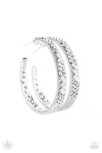 GLITZY By Association- White and Silver Earrings- Paparazzi Accessories