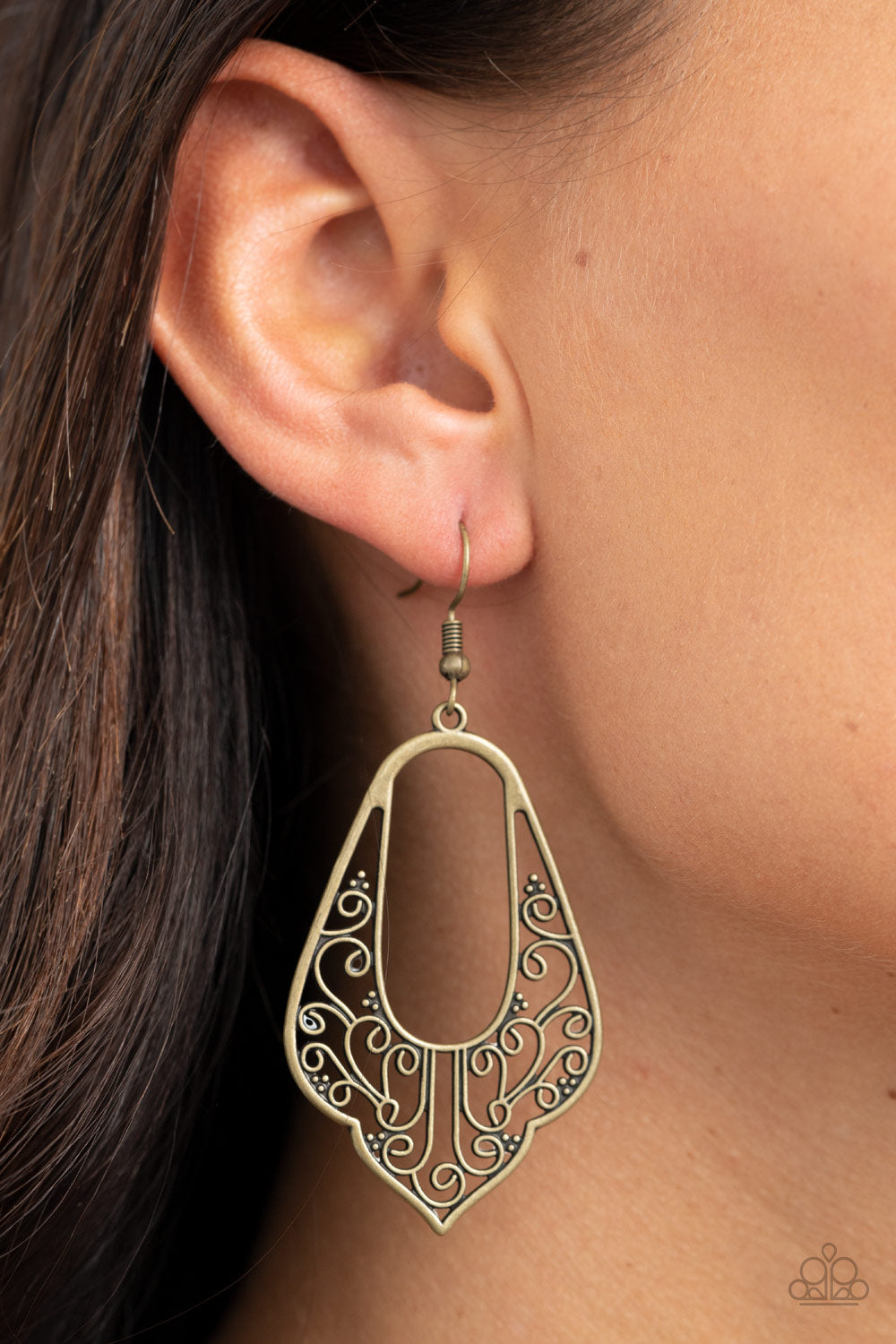 Grapevine Glamour- Brass Earrings- Paparazzi Accessories