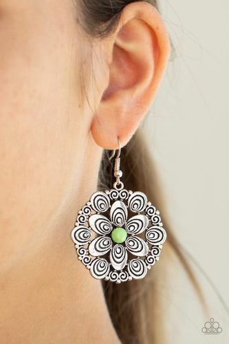 Grove Groove- Green and Silver Earring- Paparazzi Accessories