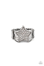 Load image into Gallery viewer, Here Come The Fireworks- White and Gunmetal Ring- Paparazzi Accessories