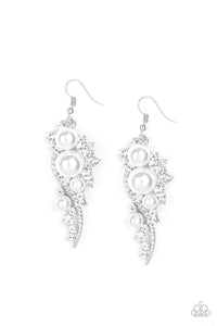 High-End Elegance- White and Silver Earrings- Paparazzi Accessories