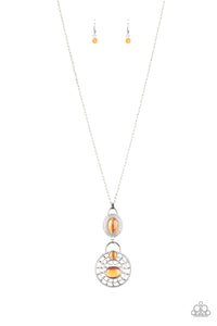 Hook, Vine, and Sinker- Orange and Silver Necklace- Paparazzi Accessories