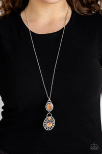 Hook, Vine, and Sinker- Orange and Silver Necklace- Paparazzi Accessories