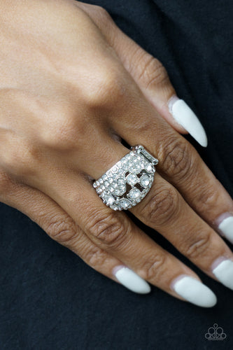 Imperial Incandescence- White and Silver Ring- Paparazzi Accessories