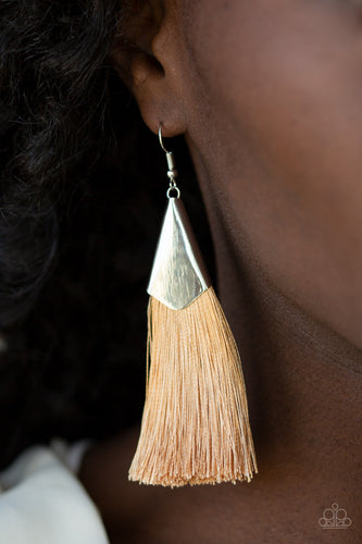 In Full PLUME- Brown and Silver Earrings- Paparazzi Accessories