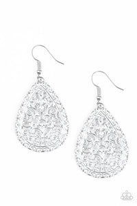 Indie Idol- White and Silver Earrings- Paparazzi Accessories