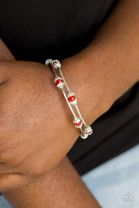 Into Infinity- Red and Silver Bracelet- Paparazzi Accessories