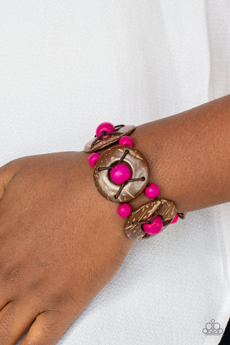 Island Adventure- Pink and Brown Bracelet- Paparazzi Accessories