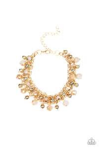 Just For The FUND Of It!- White and Gold Bracelet- Paparazzi Accessories