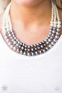Lady In Waiting- White and Silver Necklace- Paparazzi Accessories