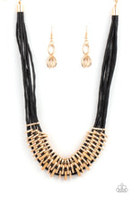 Load image into Gallery viewer, Lock, Stock, and SPARKLE- Black and Gold Necklace- Paparazzi Accessories