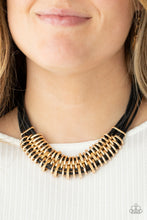 Load image into Gallery viewer, Lock, Stock, and SPARKLE- Black and Gold Necklace- Paparazzi Accessories