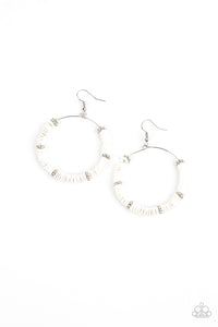 Loudly Layered- White and Silver Earrings- Paparazzi Accessories