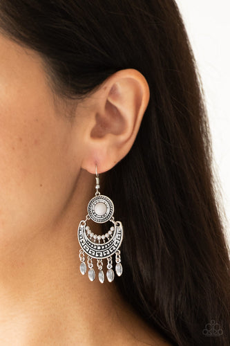 Mantra To Mantra- Silver Earrings- Paparazzi Accessories