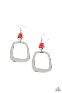 Material Girl Mod- Red and Silver Earrings- Paparazzi Accessories
