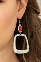 Load image into Gallery viewer, Material Girl Mod- Red and Silver Earrings- Paparazzi Accessories