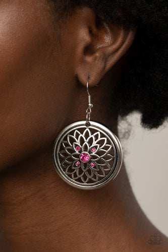 Mega Medallions- Pink and Silver Earrings- Paparazzi Accessories