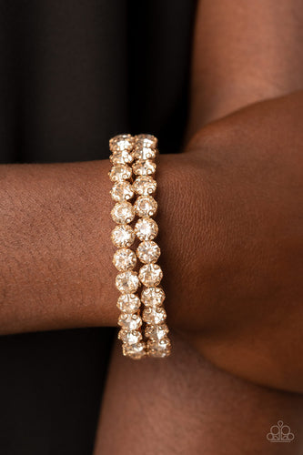 Megawatt Majesty- White and Gold Bracelet- Paparazzi Accessories