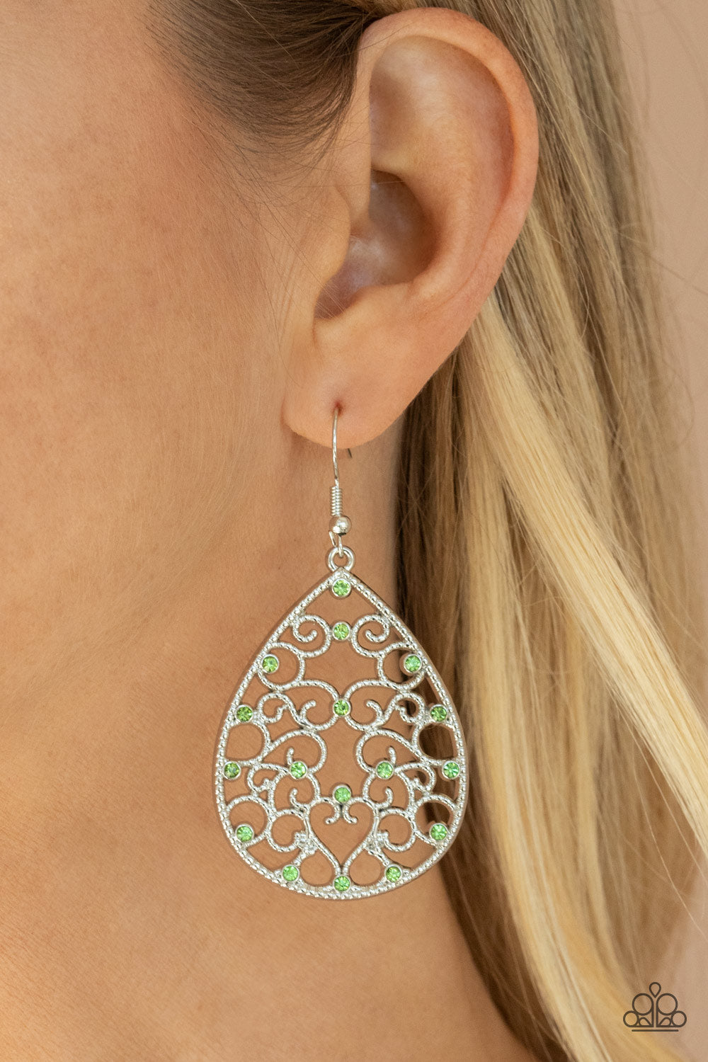 Midnight Carriage- Green and Silver Earrings- Paparazzi Accessories