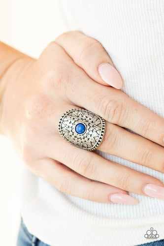 Mojave Rays- Blue and Silver Ring- Paparazzi Accessories