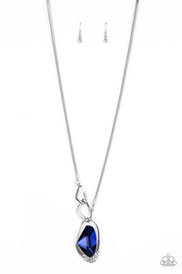 Optical Opulence- Blue and Silver Necklace- Paparazzi Accessories