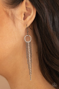 Pass The Glitter- White and Gunmetal Earrings- Paparazzi Accessories