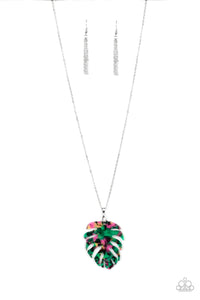 Prismatic Palms- Green Multicolored Silver Necklace- Paparazzi Accessories