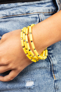 Radiantly Retro- Yellow and Silver Bracelets- Paparazzi Accessories