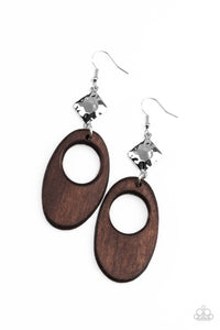 Retro Reveal- Brown and Silver Earrings- Paparazzi Accessories