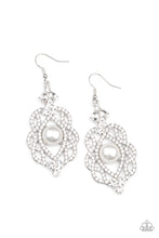 Load image into Gallery viewer, Rhinestone Renaissance- White and Silver Earrings- Paparazzi Accessories