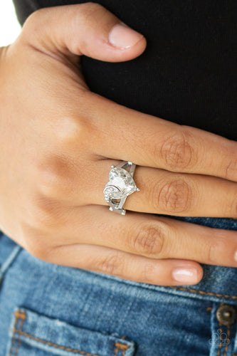 Romantic Reverie- White and Silver Ring- Paparazzi Accessories