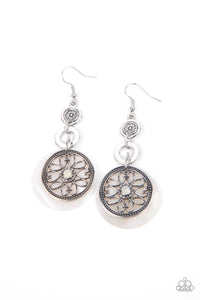 Royal Marina- White and Silver Earrings- Paparazzi Accessories