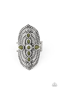 Shield In Place- Green and Silver Ring- Paparazzi Accessories