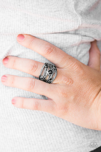 Sparkle Struck- Black and Silver Ring- Paparazzi Accessories