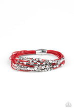 Load image into Gallery viewer, Star-Studded Affair- Red and Silver Bracelet- Paparazzi Accessories