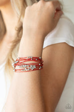 Load image into Gallery viewer, Star-Studded Affair- Red and Silver Bracelet- Paparazzi Accessories