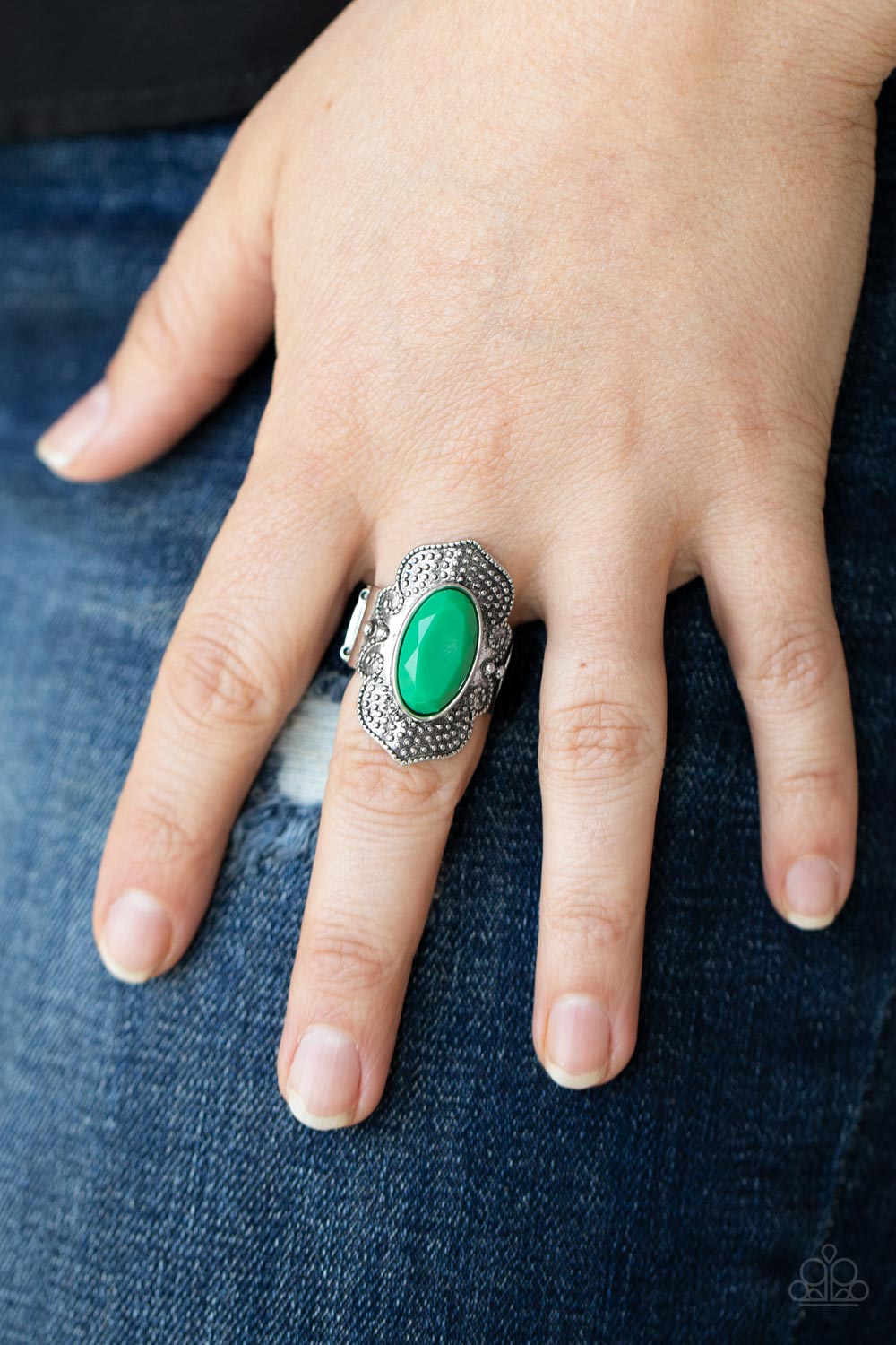 Taj Mahal Trendsetter- Green and Silver Ring- Paparazzi Accessories