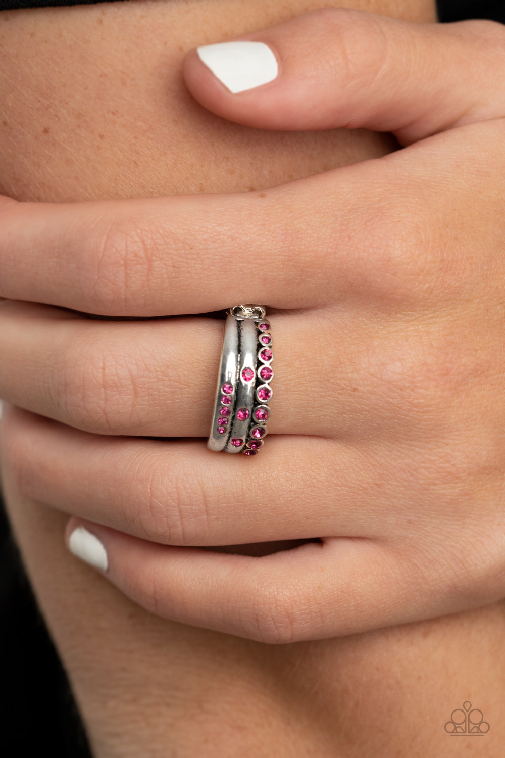 The Next Level- Pink and Silver Ring- Paparazzi Accessories