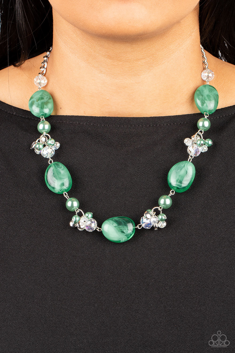 The Top TENACIOUS- Green and Silver Necklace- Paparazzi Accessories