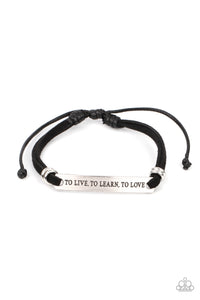 To Live, To Learn, To Love- Black and Silver Bracelet- Paparazzi Accessories